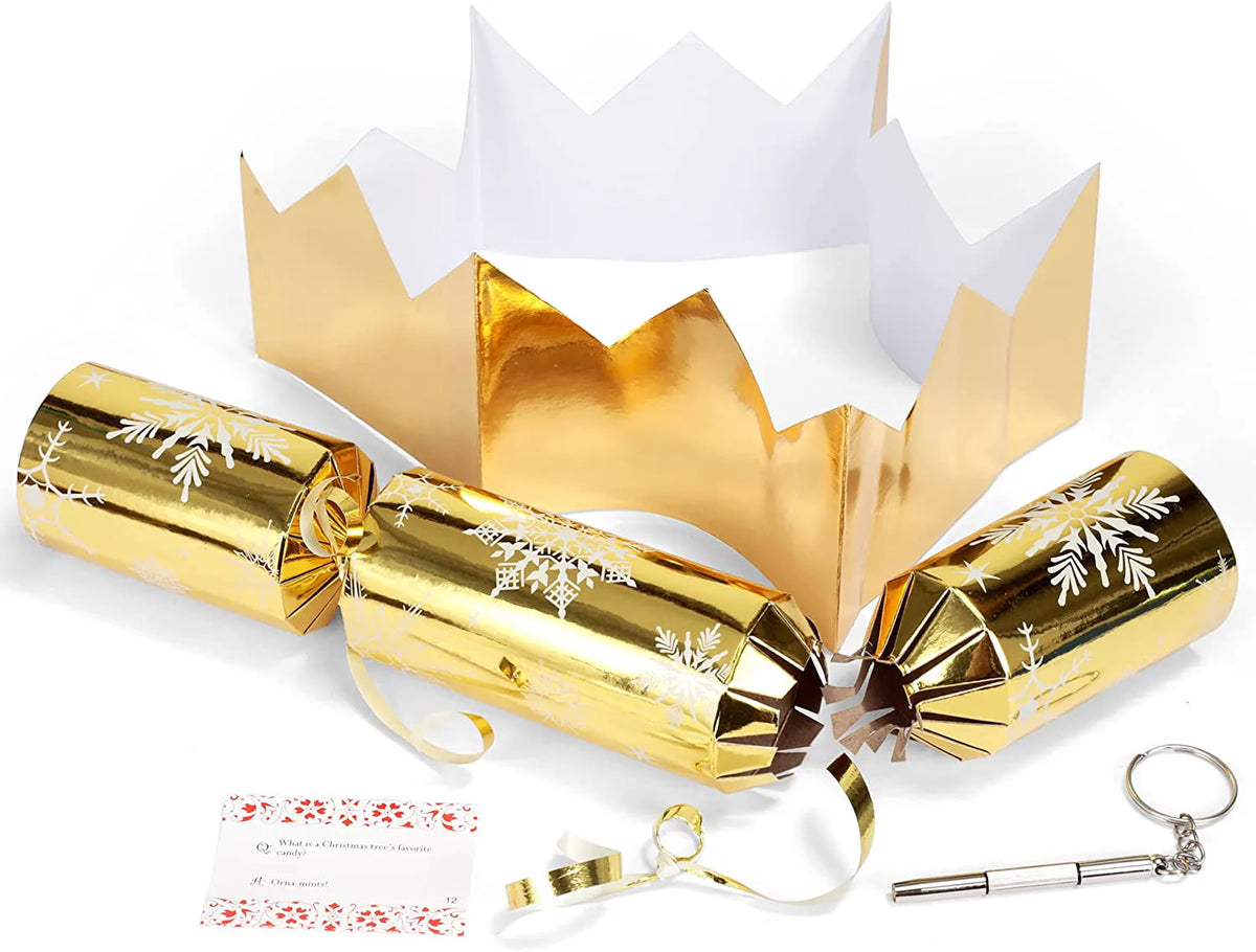 Gold Snowflake Christmas Party Table Favors, 12 Pack
