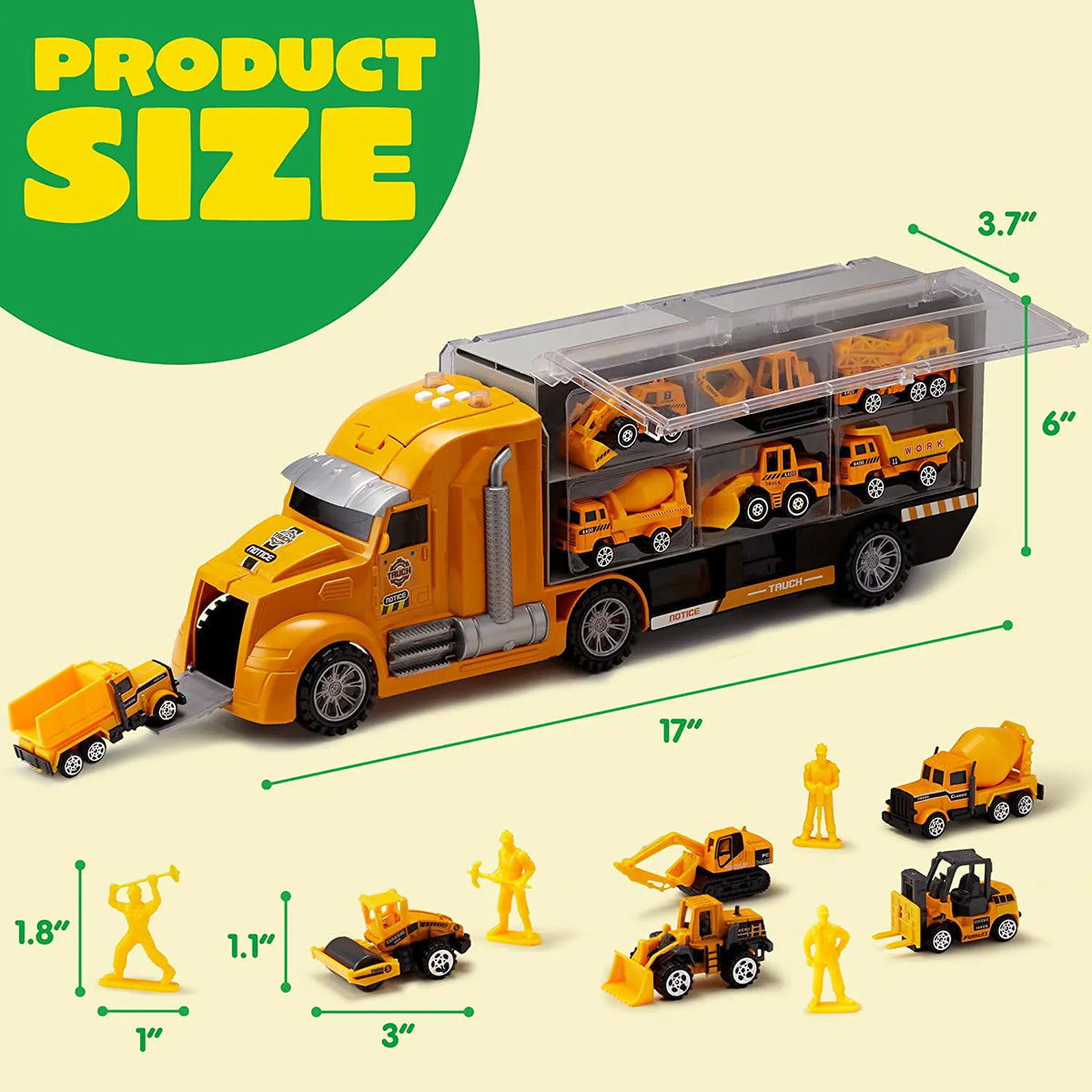 25-in-1 Die-Cast Construction Truck Toy Set