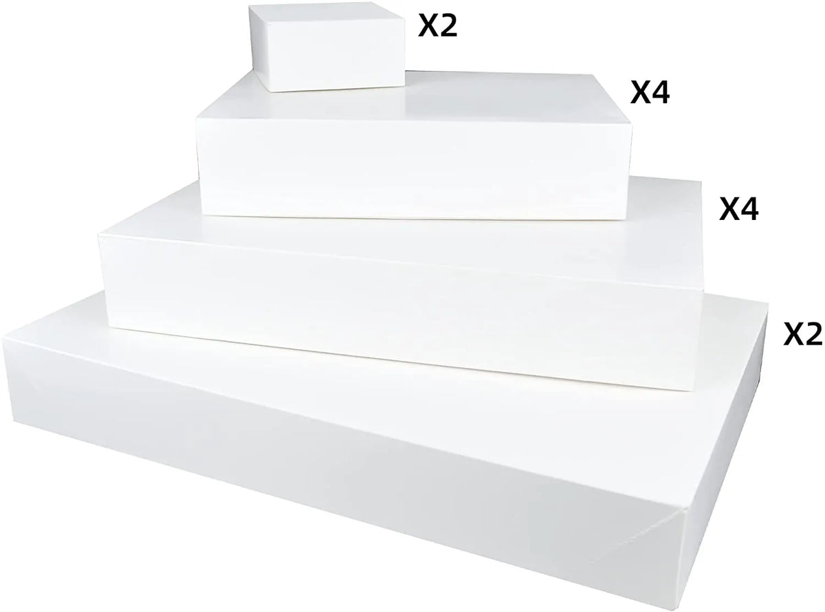 White Box with Assorted Size Design and Stickers, 12 Pcs