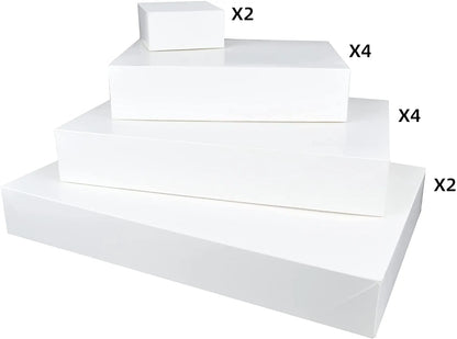 White Box with Assorted Size Design and Stickers, 12 Pcs