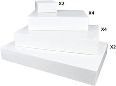 White Box with Assorted Size Design and Stickers, 12 Pcs
