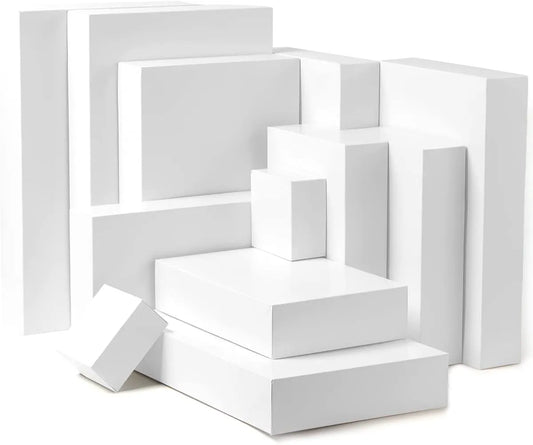 White Box with Assorted Size Design and Stickers, 12 Pcs