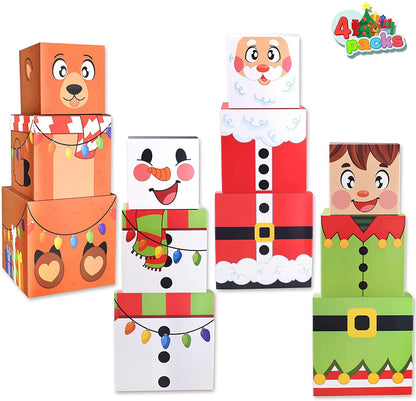 Christmas Characters Stacking Nesting Boxes, 12-Piece Set