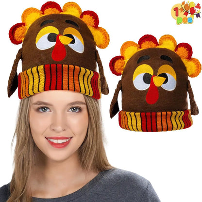 Thanksgiving Cute Pom Pom Turkey Beanie Knitted Hat