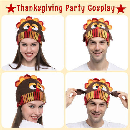Thanksgiving Cute Pom Pom Turkey Beanie Knitted Hat