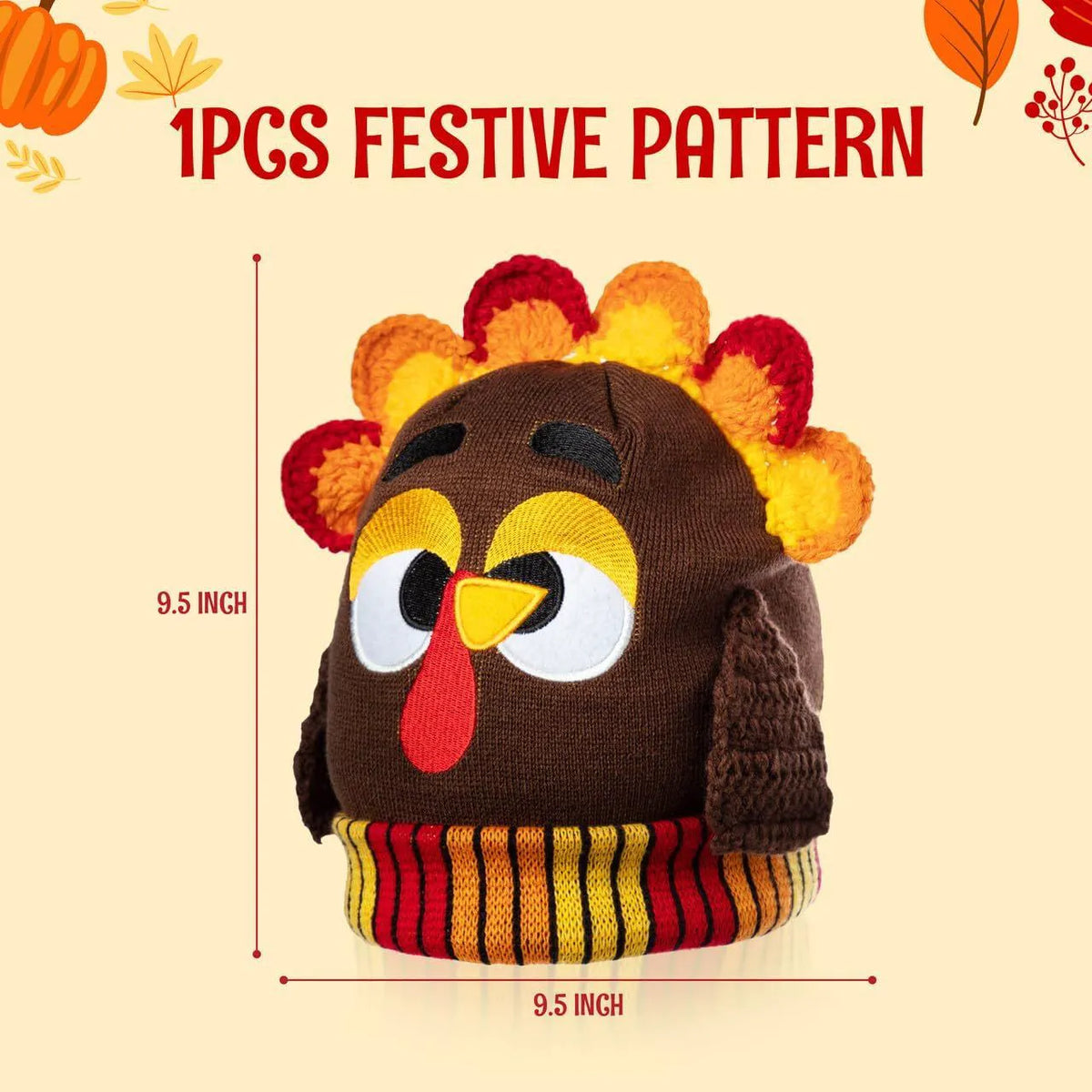 Thanksgiving Cute Pom Pom Turkey Beanie Knitted Hat