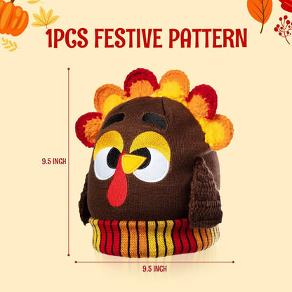 Thanksgiving Cute Pom Pom Turkey Beanie Knitted Hat