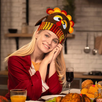 Thanksgiving Cute Pom Pom Turkey Beanie Knitted Hat