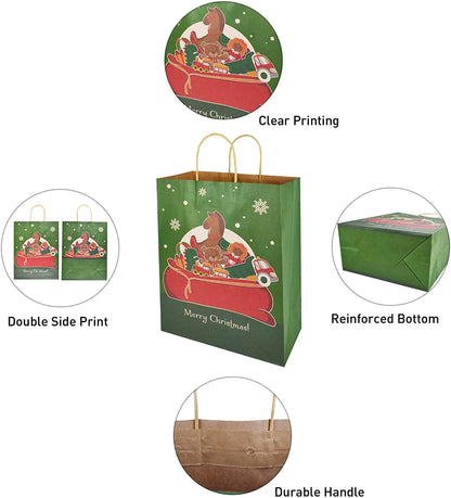 8 Christmas-Themed Colorful Drawstring Gift Bags, 24-Pack