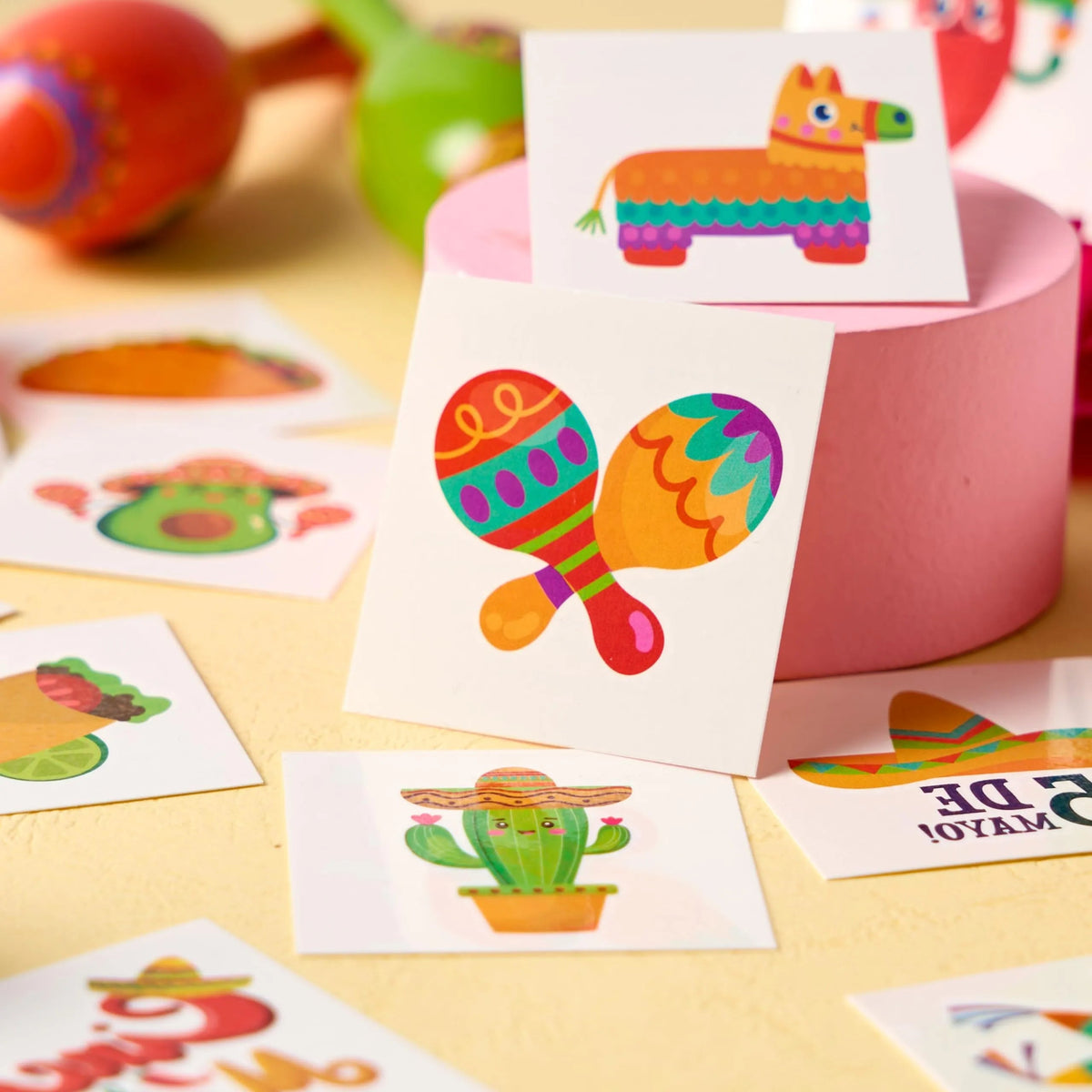 144 PCS Cinco de Mayo Temporary Tattoo Set for Mexican Themed Party