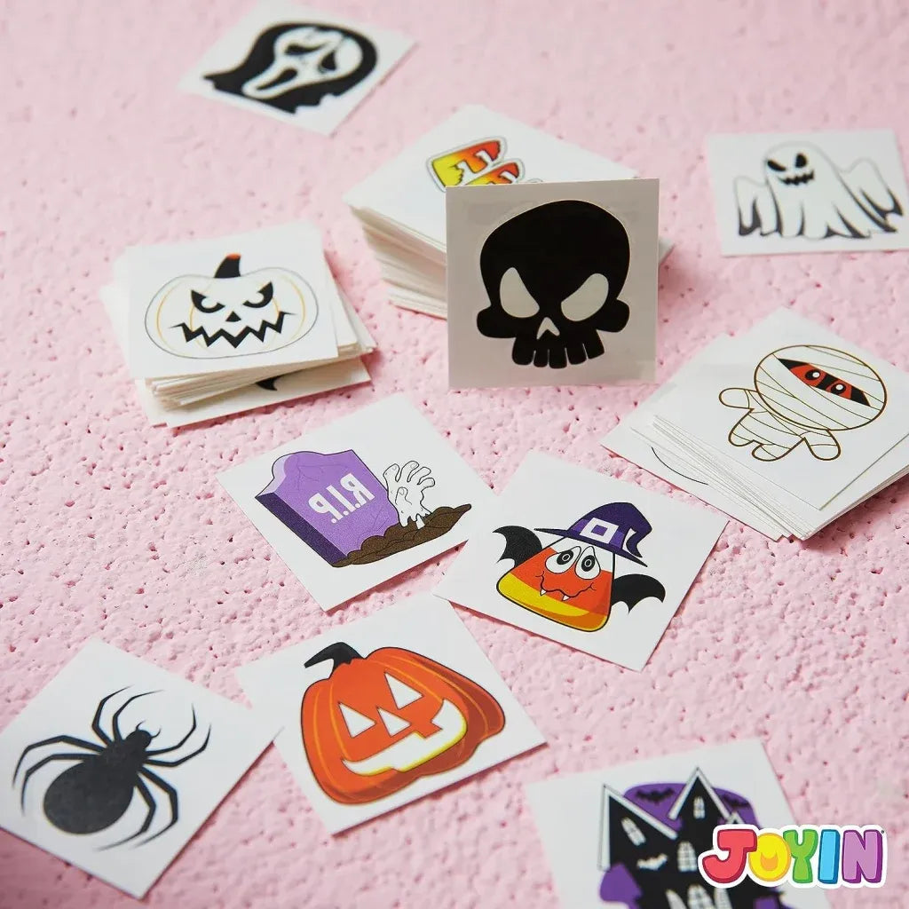 144 PCS Halloween Glowing Temporary Tattoos for Kids, 12 Luminous Designs