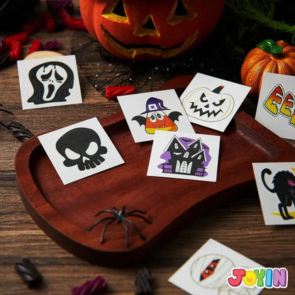 144 PCS Halloween Glowing Temporary Tattoos for Kids, 12 Luminous Designs