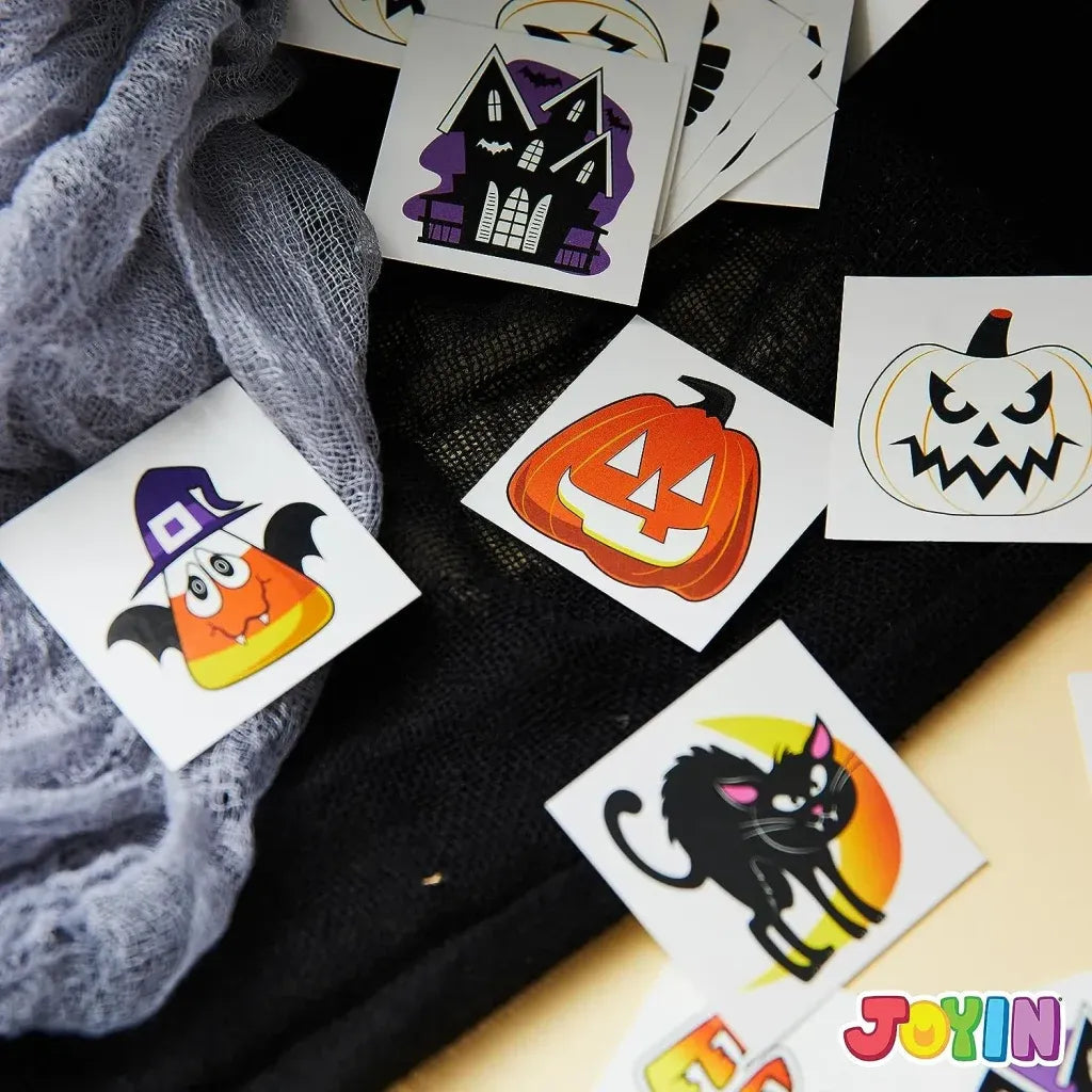 144 PCS Halloween Glowing Temporary Tattoos for Kids, 12 Luminous Designs