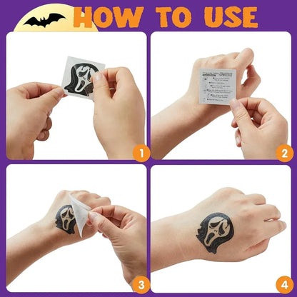 144 PCS Halloween Glowing Temporary Tattoos for Kids, 12 Luminous Designs
