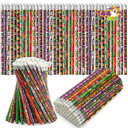 144 Pack Halloween Pencils with Erasers, 12 Unique Designs