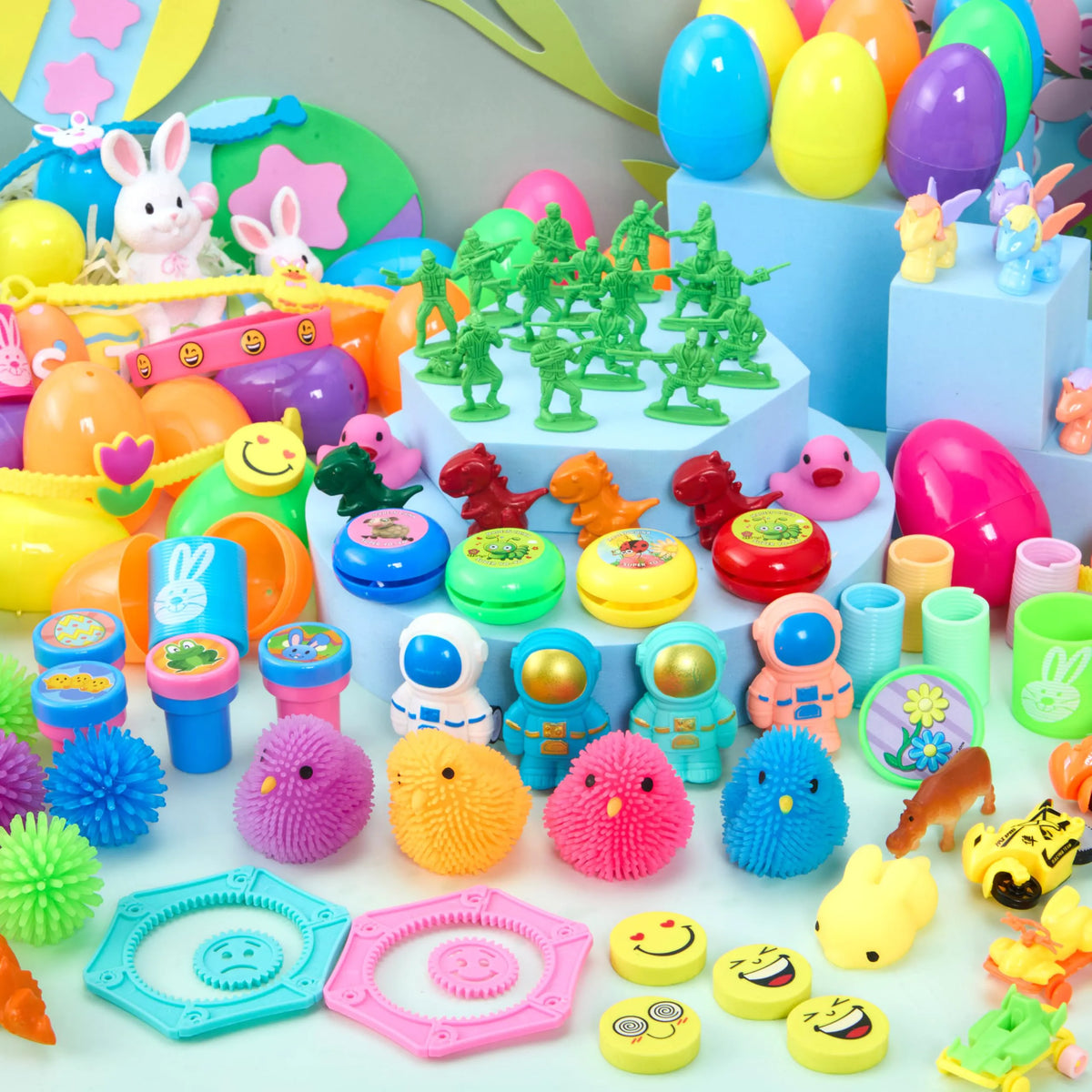 144 Prefilled Easter Eggs with Toys & Stickers for Egg Hunt, Party Favors & Classroom Prizes