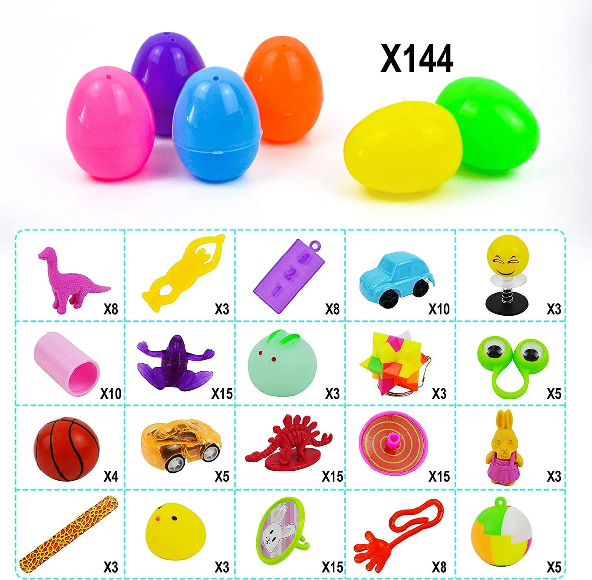 144-Piece Assorted Prefilled Easter Eggs