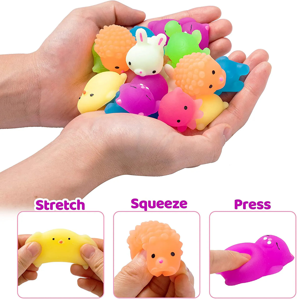 28-Pack Mochi Squishy Toys with Glow-in-the-Dark Valentine's Exchange Cards for Kids