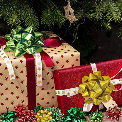 47-Pack Gift Wrap String and Bows in Red, Gold, Green