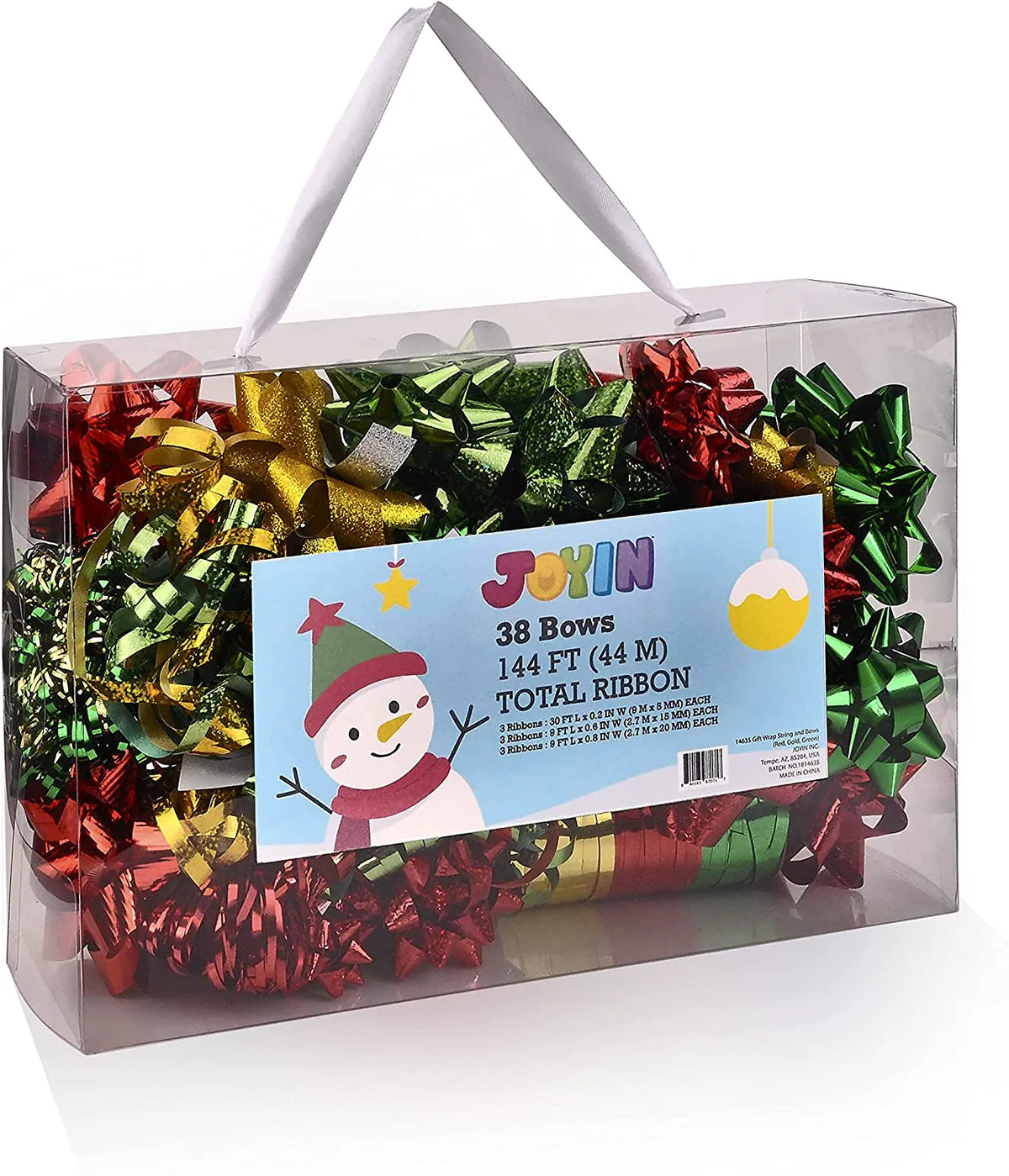 47-Pack Gift Wrap String and Bows in Red, Gold, Green