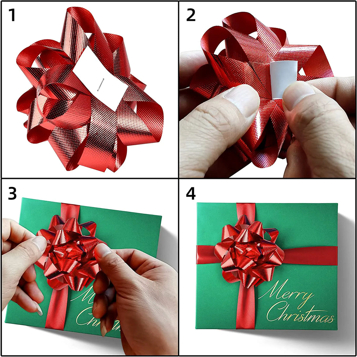 Assorted Bows - 42 Pack (White, Silver, Red, Gold, Green, Blue)