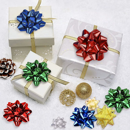 Assorted Bows - 42 Pack (White, Silver, Red, Gold, Green, Blue)