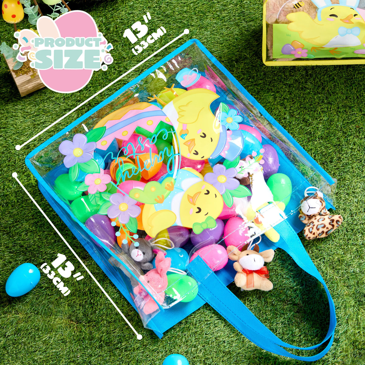 JOYIN 6 Pack Large Easter Bunny Gift Bags 13x13 Non-Woven Treat Bags for Kids Easter Party Supplies