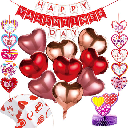 14-Piece Valentine's Day Party Decoration Set with Balloon