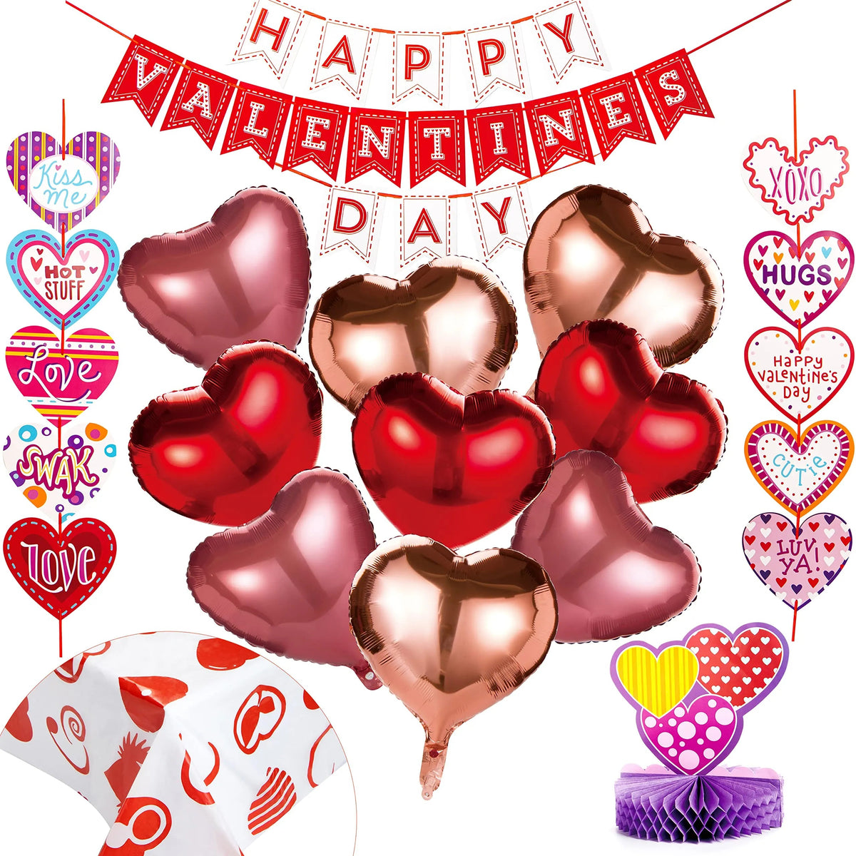 14-Piece Valentine's Day Party Decoration Set with Balloon