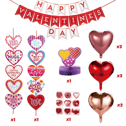 14-Piece Valentine's Day Party Decoration Set with Balloon