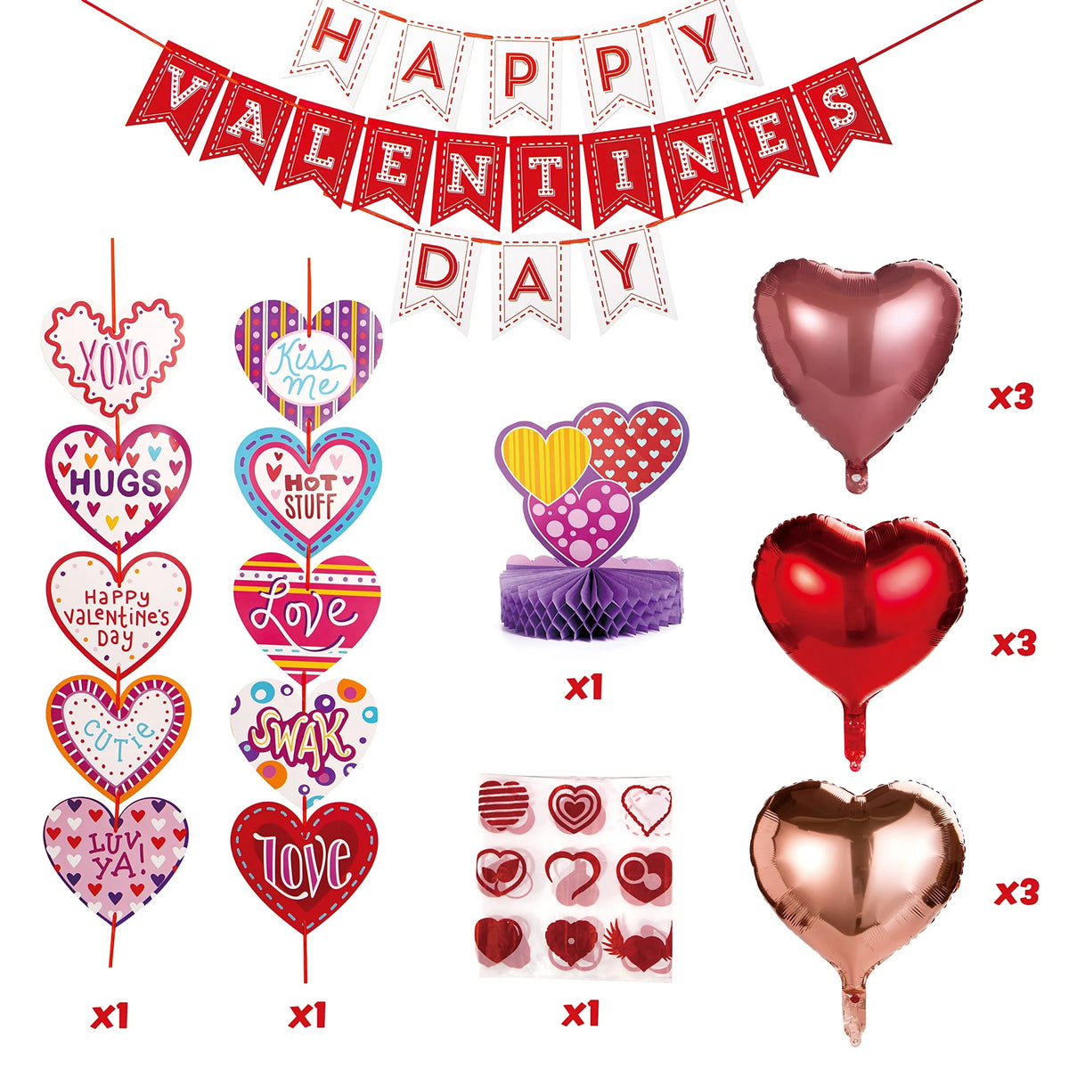 14-Piece Valentine's Day Party Decoration Set with Balloon