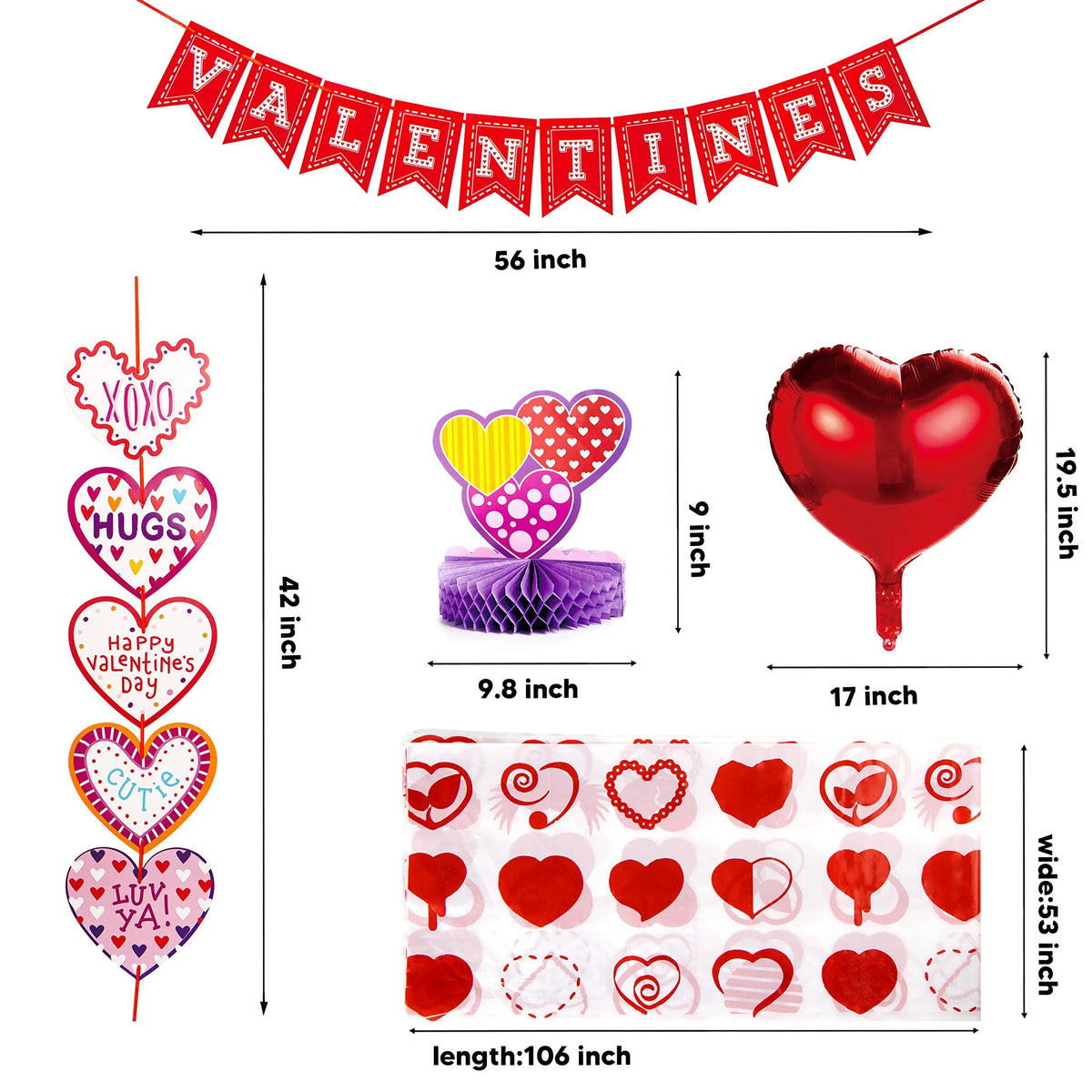 14-Piece Valentine's Day Party Decoration Set with Balloon