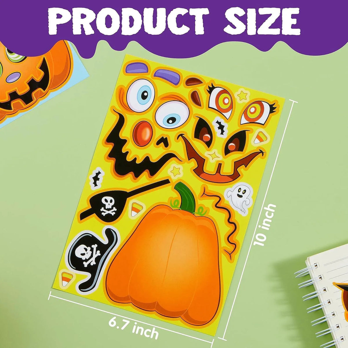48PCS Halloween Pumpkin Make-a-Face Sticker Sheets