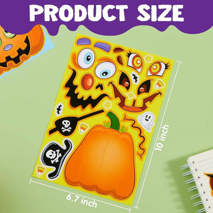 48PCS Halloween Pumpkin Make-a-Face Sticker Sheets