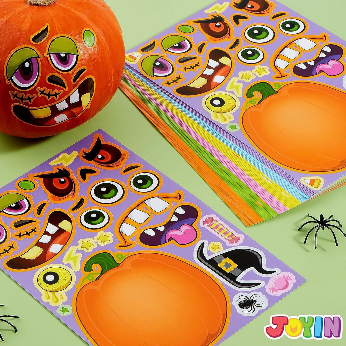 48PCS Halloween Pumpkin Make-a-Face Sticker Sheets