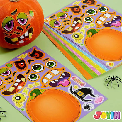 48PCS Halloween Pumpkin Make-a-Face Sticker Sheets