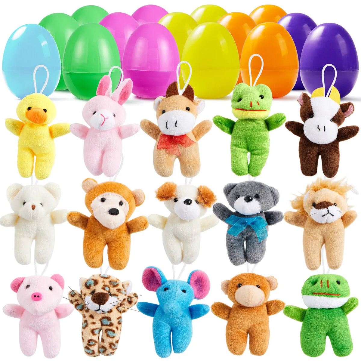 15 Plush Animals Prefilled Easter Eggs