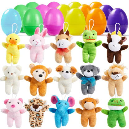 15 Plush Animals Prefilled Easter Eggs