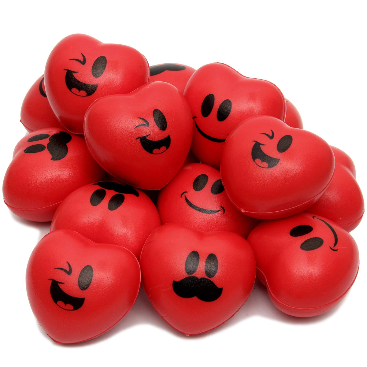 15-Pack Valentine's Day Heart-Shaped Happy Face Balls (3-Inch)