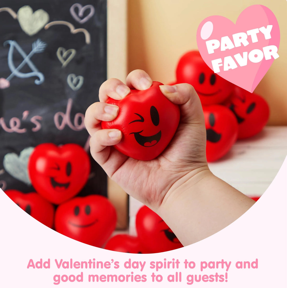 15-Pack Valentine's Day Heart-Shaped Happy Face Balls (3-Inch)