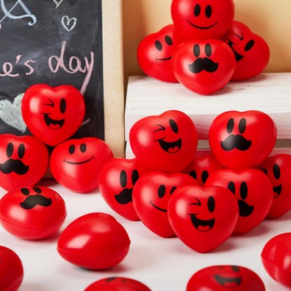 15-Pack Valentine's Day Heart-Shaped Happy Face Balls (3-Inch)