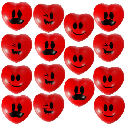 15-Pack Valentine's Day Heart-Shaped Happy Face Balls (3-Inch)