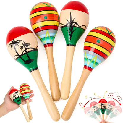 4-Pack Cinco de Mayo Wooden Maracas for Kids
