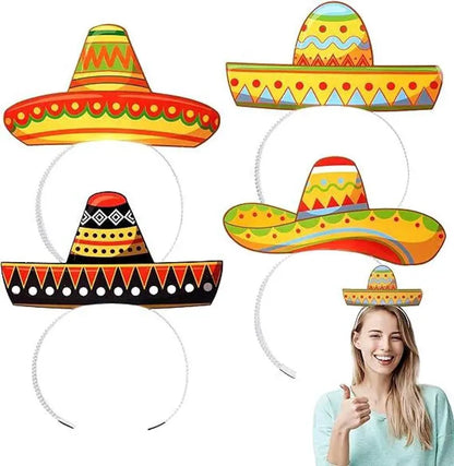 24 Cinco de Mayo Sombrero Headbands for Mexican Fiesta Party