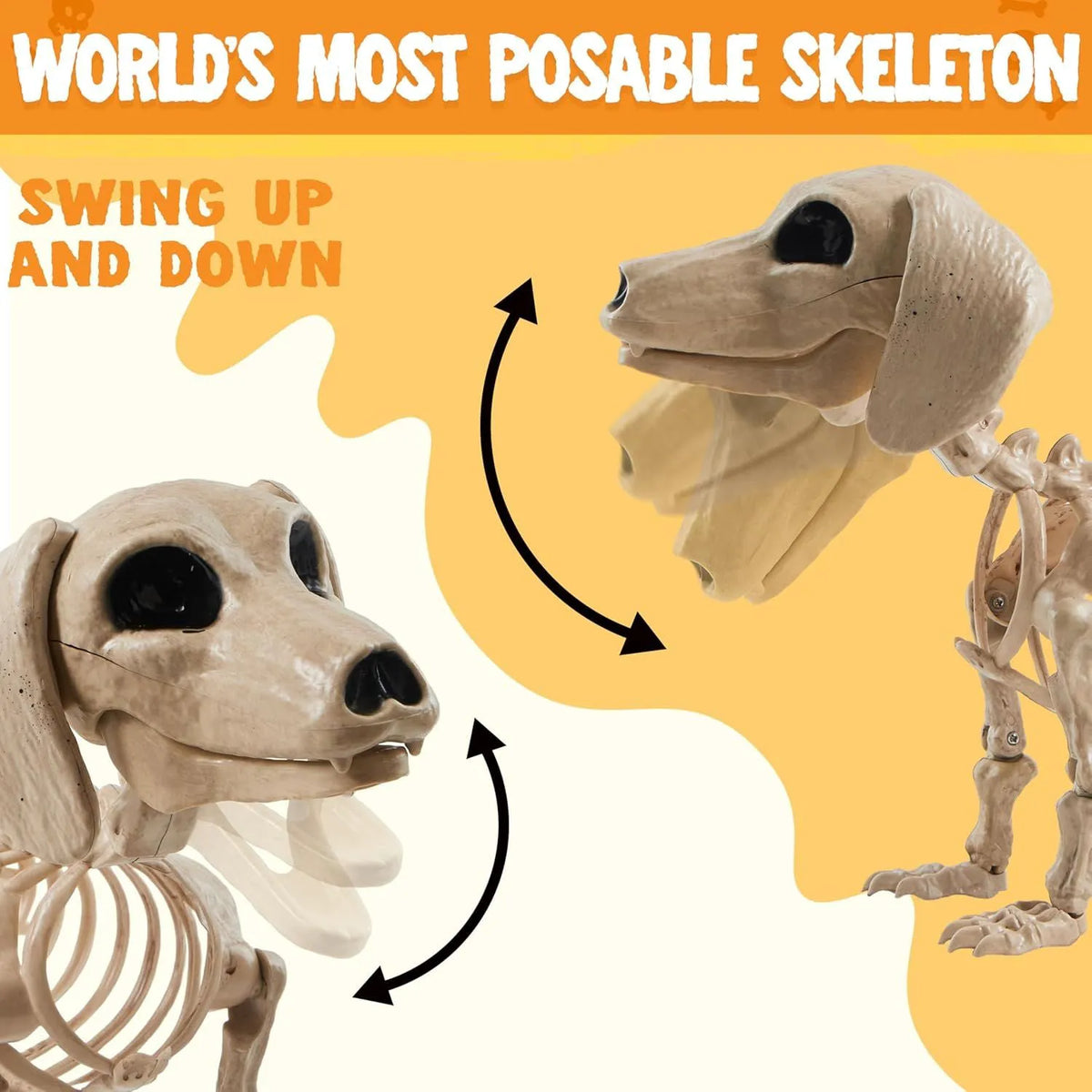 Posable Skeleton Wiener Dog - 24in Halloween Decoration