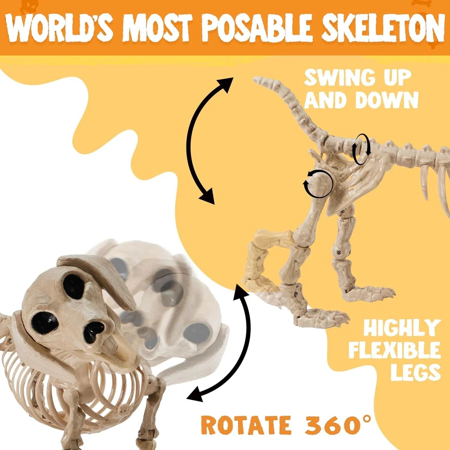 Posable Skeleton Wiener Dog - 24in Halloween Decoration