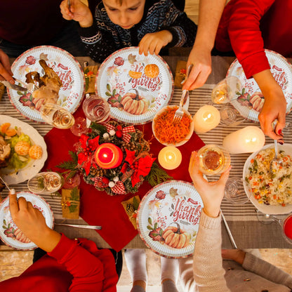 168-Piece Thanksgiving Disposable Paper Dinnerware Set