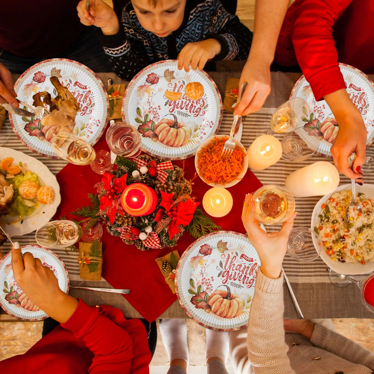 168-Piece Thanksgiving Disposable Paper Dinnerware Set