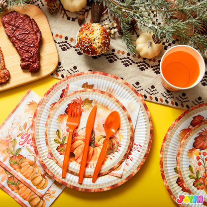 168-Piece Thanksgiving Disposable Paper Dinnerware Set