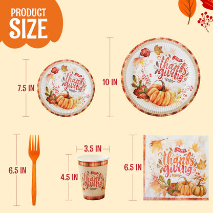 168-Piece Thanksgiving Disposable Paper Dinnerware Set
